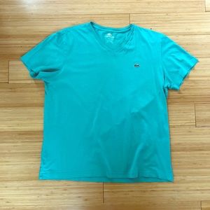 Lacoste Men’s Med. Teal Light Blue V Neck T Shirt